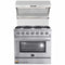 Forno 2-Piece Appliance Package - 36" Gas Range & Wall Mount Hood with Backsplash in Stainless Steel