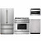 Thor Kitchen 4-Piece Pro Appliance Package - 36" Dual Fuel Range, French Door Refrigerator, Dishwasher, and Microwave Drawer in Stainless Steel