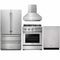 Thor Kitchen 4-Piece Pro Appliance Package - 30" Gas Range, French Door Refrigerator, Pro-StyleWall Mount Hood and Dishwasher in Stainless Steel