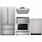 Thor Kitchen 4-Piece Pro Appliance Package - 30" Gas Range, French Door Refrigerator, Under Cabinet Hood and Dishwasher in Stainless Steel