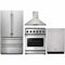 Thor Kitchen 4-Piece Appliance Package - 30" Gas Range, French Door Refrigerator, Wall Mount Hood, and Dishwasher in Stainless Steel