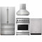 Thor Kitchen 4-Piece Appliance Package - 30" Gas Range, French Door Refrigerator, Pro-Style Wall Mount Hood, and Dishwasher in Stainless Steel