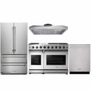 Thor Kitchen 4-Piece Appliance Package - 48" Gas Range, French Door Refrigerator, Dishwasher & Under Cabinet 11" Tall Hood in Stainless Steel