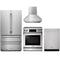 Thor Kitchen 4-Piece Appliance Package - 30" Electric Range with Tilt Panel, French Door Refrigerator, Pro-Style Wall Mount Hood, and Dishwasher in Stainless Steel