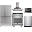 Forno 5-Piece Pro Appliance Package - 30-Inch Gas Range, Refrigerator, Wall Mount Hood, 24-Inch Microwave Drawer, & 3-Rack Dishwasher in Stainless Steel