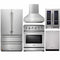 Thor Kitchen 5-Piece Appliance Package - 30" Electric Range, French Door Refrigerator, Pro-Style Wall Mount Hood, Dishwasher, & Wine Cooler in Stainless Steel