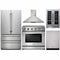 Thor Kitchen 5-Piece Appliance Package - 36" Electric Range, French Door Refrigerator, Wall Mount Hood, Dishwasher, & Wine Cooler in Stainless Steel