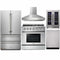 Thor Kitchen 5-Piece Pro Appliance Package - 36" Gas Range, French Door Refrigerator, Pro-Style Wall Mount Hood, Dishwasher, and Wine Cooler in Stainless Steel