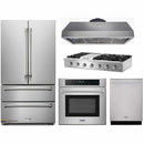 Thor Kitchen 5-Piece Pro Appliance Package - 48" Rangetop, Wall Oven, Under Cabinet 16.5" Tall Hood, Dishwasher & Refrigerator in Stainless Steel