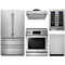 Thor Kitchen 5-Piece Appliance Package - 30" Electric Range with Tilt Panel, French Door Refrigerator, Under Cabinet Hood, Dishwasher, & Wine Cooler in Stainless Steel