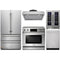 Thor Kitchen 5-Piece Appliance Package - 36" Electric Range with Tilt Panel, French Door Refrigerator, Under Cabinet Hood, Dishwasher, & Wine Cooler in Stainless Steel