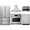 Thor Kitchen 5-Piece Appliance Package - 36" Electric Range with Tilt Panel, French Door Refrigerator, Wall Mount Hood, Dishwasher, and Microwave Drawer in Stainless Steel