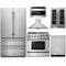 Thor Kitchen 6-Piece Pro Appliance Package - 36" Dual Fuel Range, French Door Refrigerator, Wall Mount Hood, Dishwasher, Microwave Drawer, & Wine Cooler in Stainless Steel