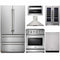 Thor Kitchen 6-Piece Appliance Package - 30" Electric Range, French Door Refrigerator, Wall Mount Hood, Dishwasher, Microwave Drawer, & Wine Cooler in Stainless Steel
