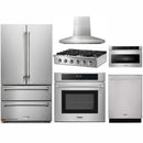 Thor Kitchen 6-Piece Pro Appliance Package - 36" Rangetop, Wall Oven, Wall Mount Hood, Refrigerator, Dishwasher, & Microwave  in Stainless Steel