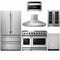 Thor Kitchen 6-Piece Appliance Package - 48" Gas Range, French Door Refrigerator, Pro Wall Mount Hood, Dishwasher, Microwave Drawer, and Wine Cooler in Stainless Steel