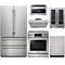 Thor Kitchen 6-Piece Appliance Package - 30" Electric Range with Tilt Panel, French Door Refrigerator, Under Cabinet Hood, Dishwasher, Microwave Drawer, & Wine Cooler in Stainless Steel