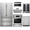 Thor Kitchen 6-Piece Appliance Package - 30" Gas Range with Tilt Panel, French Door Refrigerator, Under Cabinet Hood, Dishwasher, Microwave Drawer, and Wine Cooler in Stainless Steel