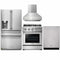 Thor Kitchen 4-Piece Pro Appliance Package - 30-Inch Gas Range, Refrigerator with Water Dispenser, Pro-Style Wall Mount Hood & Dishwasher in Stainless Steel