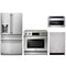 Thor Kitchen 4-Piece Appliance Package - 36-Inch Electric Range with Tilt Panel, Refrigerator with Water Dispenser, Dishwasher, & Microwave Drawer in Stainless Steel