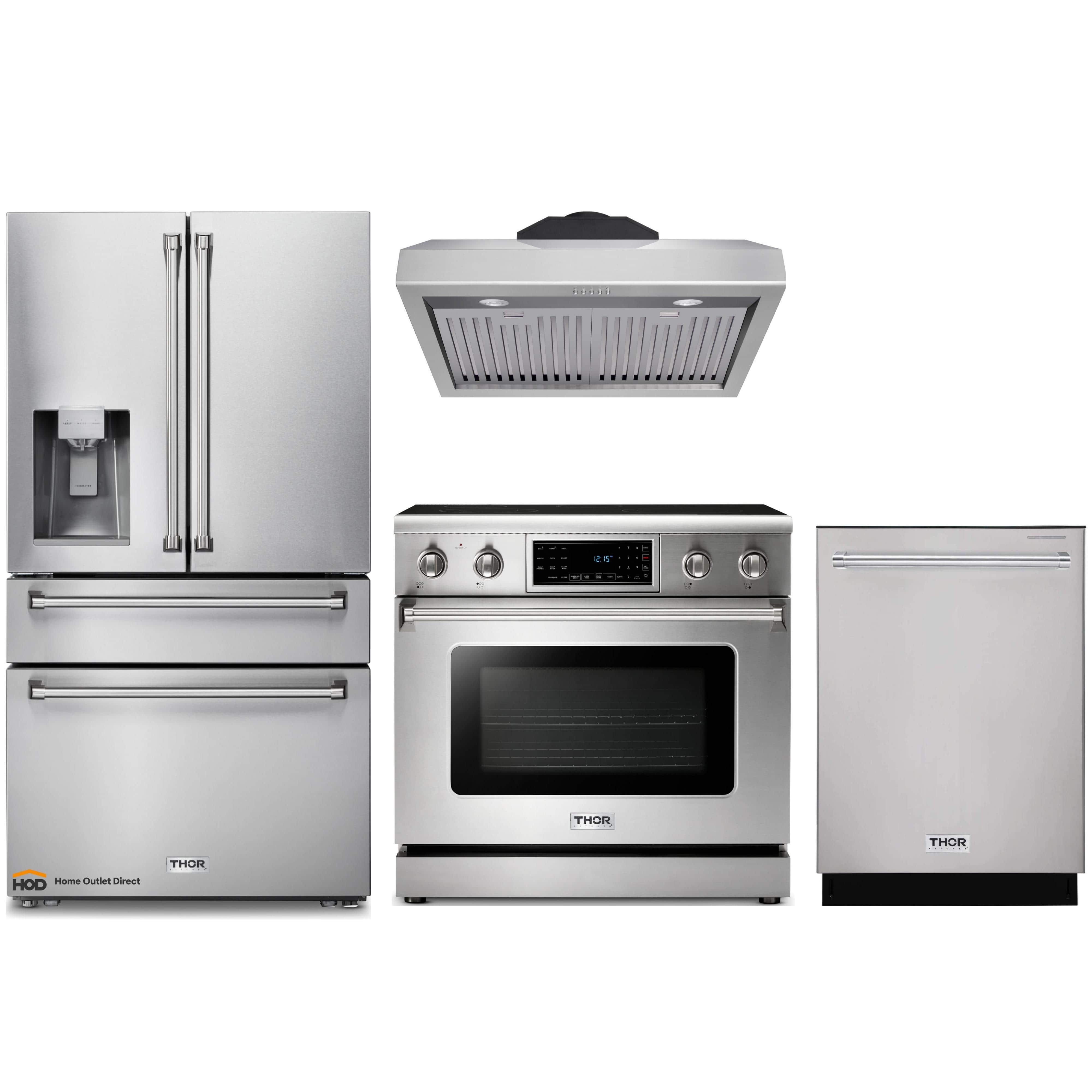 Thor Kitchen 4-Piece Appliance Package - 36-Inch Electric Range with T