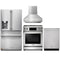 Thor Kitchen 4-Piece Appliance Package - 30-Inch Gas Range with Tilt Panel, Refrigerator with Water Dispenser, Pro-Style Wall Mount Hood, & Dishwasher in Stainless Steel