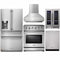 Thor Kitchen 5-Piece Appliance Package - 30-Inch Electric Range, Refrigerator with Water Dispenser, Pro-Style Wall Mount Hood, Dishwasher, & Wine Cooler in Stainless Steel