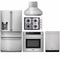 Thor Kitchen 5-Piece Pro Appliance Package - 30" Cooktop, Wall Oven, Pro-Style Wall Mount Hood, Dishwasher & Refrigerator with Water Dispenser in Stainless Steel