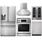 Thor Kitchen 5-Piece Appliance Package - 30-Inch Electric Range with Tilt Panel, Refrigerator with Water Dispenser, Pro-Style Wall Mount Hood, Dishwasher, & Wine Cooler in Stainless Steel
