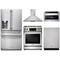 Thor Kitchen 5-Piece Appliance Package - 30-Inch Gas Range with Tilt Panel, Refrigerator with Water Dispenser, Wall Mount Hood, Dishwasher, & Microwave Drawer in Stainless Steel