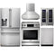 Thor Kitchen 5-Piece Appliance Package - 30-Inch Gas Range with Tilt Panel, Refrigerator with Water Dispenser, Pro-Style Wall Mount Hood, Dishwasher, & Wine Cooler in Stainless Steel