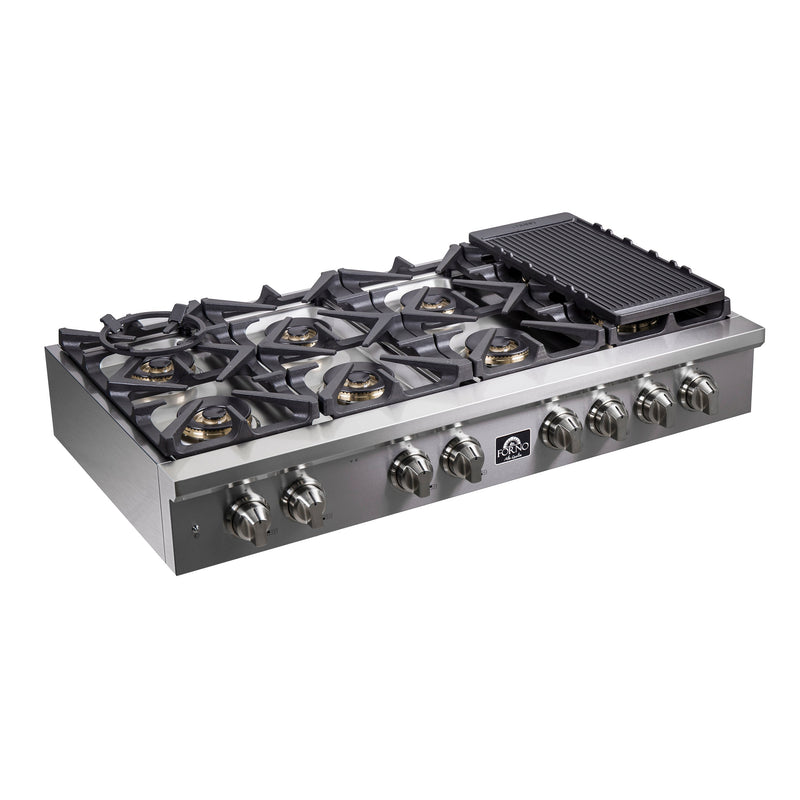 Forno Spezia 48" Cooktop, 8 Burners. Wok Ring and Grill/Griddle in Stainless Steel (FCTGS5751-48)