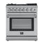 Forno Breno 30" Dual Fuel Range with 5 Sealed Burner in Stainless Steel with Air Fryer, Wok Ring, & Reversible Griddle (FFSGS6196-30)