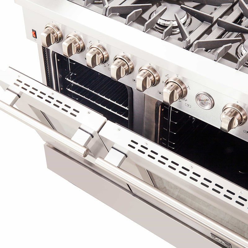 Forno 48" Galiano Gas Range with Air Fryer, 8 Burners, Temperature Gauge, Griddle, in Stainless Steel (FFSGS6291-48)