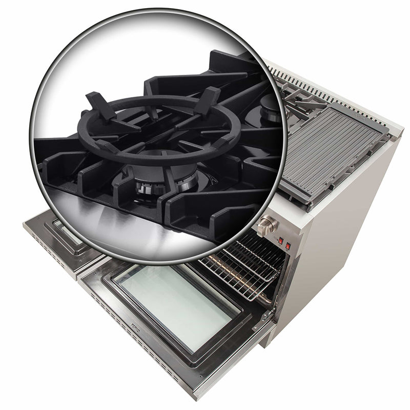 Forno 48" Galiano Gas Range with Air Fryer, 8 Burners, Temperature Gauge, Griddle, in Stainless Steel (FFSGS6291-48)