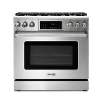 Thor Kitchen 36-Inch Natural Gas Range with 6.0 Cu. Ft. Convection Gas Oven, and Tilt Panel in Stainless Steel (TRG3601)