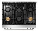 Thor Kitchen 2-Piece Appliance Package - 36" Gas Range with Tilt Panel & Premium Under Cabinet Hood in Stainless Steel