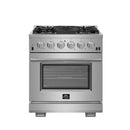 Forno 3-Piece Pro Appliance Package - 30" Gas Range, Pro-Style Refrigerator, and Dishwasher in Stainless Steel Appliance Package Forno 