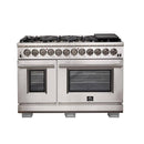 Forno 3-Piece Pro Appliance Package - 48" Dual Fuel Range, French Door Refrigerator, and Dishwasher in Stainless Steel Appliance Package Forno 