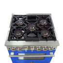 Forno 30" Capriasca Dual Fuel Range with 5 Gas Burners and 240v Electric Oven in Stainless Steel with Blue Door (FFSGS6187-30BLU) Ranges Forno 