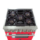 Forno 30" Capriasca Dual Fuel Range with 5 Gas Burners and 240v Electric Oven in Stainless Steel with Red Door (FFSGS6187-30RED) Ranges Forno 