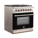Forno 30" Capriasca Gas Range with 5 Burners and Convection Oven in Stainless Steel with Black Door (FFSGS6260-30BLK) Ranges Forno 