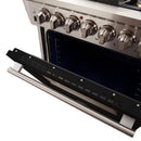 Forno 30" Capriasca Gas Range with 5 Burners and Convection Oven in Stainless Steel with Black Door (FFSGS6260-30BLK) Ranges Forno 