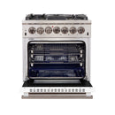 Forno 30" Capriasca Gas Range with 5 Burners and Convection Oven in Stainless Steel with White Door (FFSGS6260-30WHT) Ranges Forno 