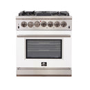 Forno 30" Capriasca Gas Range with 5 Burners and Convection Oven in Stainless Steel with White Door (FFSGS6260-30WHT) Ranges Forno 