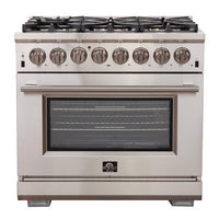 Forno 36" Capriasca Dual Fuel Range - Gas Cooktop with 240v Electric Oven - 6 Burners, Convection Oven and 120,000 BTUs (FFSGS6187-36) Ranges Forno 