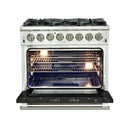 Forno 36" Capriasca Dual Fuel Range with 6 Gas Burners and 240v Electric Oven in Stainless Steel with Black Door (FFSGS6187-36BLK) Ranges Forno 