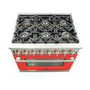 Forno 36" Capriasca Dual Fuel Range with 6 Gas Burners and 240v Electric Oven in Stainless Steel with Red Door (FFSGS6187-36RED) Ranges Forno 