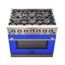 Forno 36" Capriasca Gas Range with 6 Burners and Convection Oven in Stainless Steel with Blue Door (FFSGS6260-36BLU) Ranges Forno 