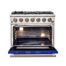 Forno 36" Capriasca Gas Range with 6 Burners and Convection Oven in Stainless Steel with Blue Door (FFSGS6260-36BLU) Ranges Forno 